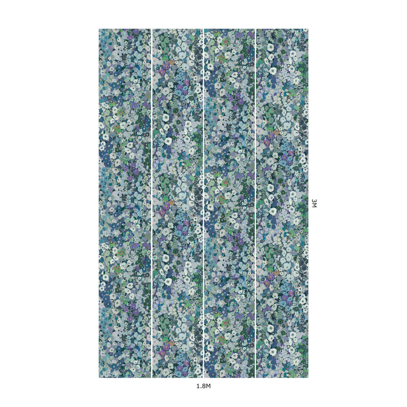 HOLLYHOCKS Wallpaper - Prairie 9'10" - full height wallpaper, Dew