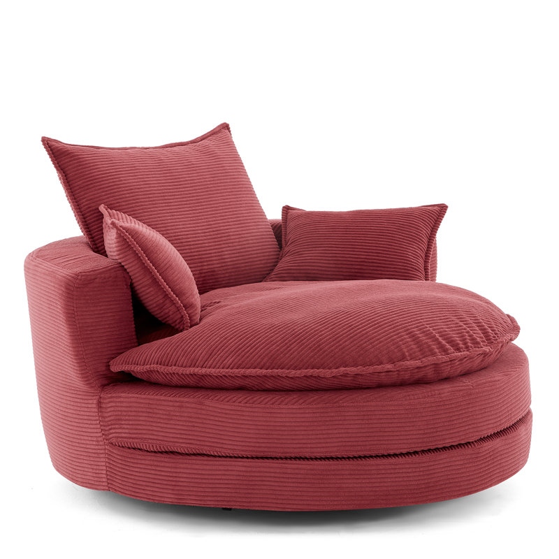 Méridienne surdimensionnée pivotante à 360 ° avec coussin double et coussins, Rouge