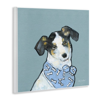 Dog with Bone Bandana Wall Plaque Art, design by Sally Swatland