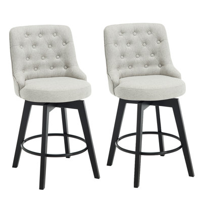 Swivel Upholstered 26'' Counter Stool Wood Leg
