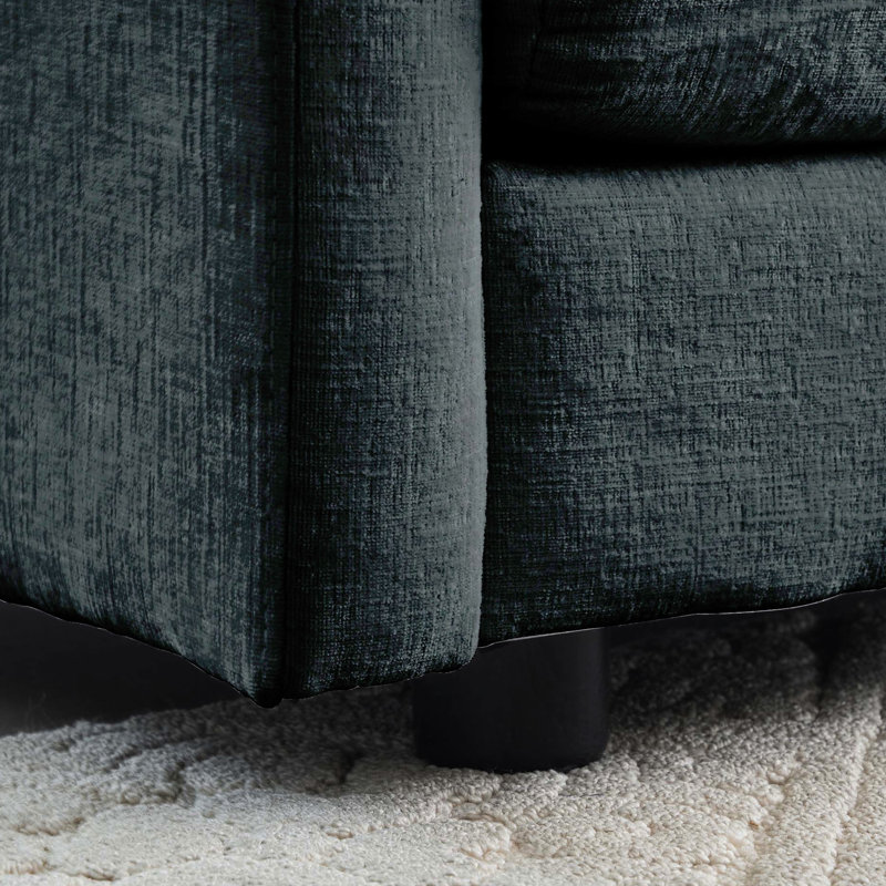 Salon modulaire de salon - chenille grise 4 places avec tissu respirant et structure en bois 2 éponge de revêtement de qualité