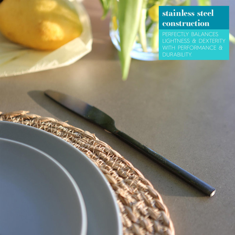 Stainless Steel Dinner Knives - 21cm - Pack of 8, Black