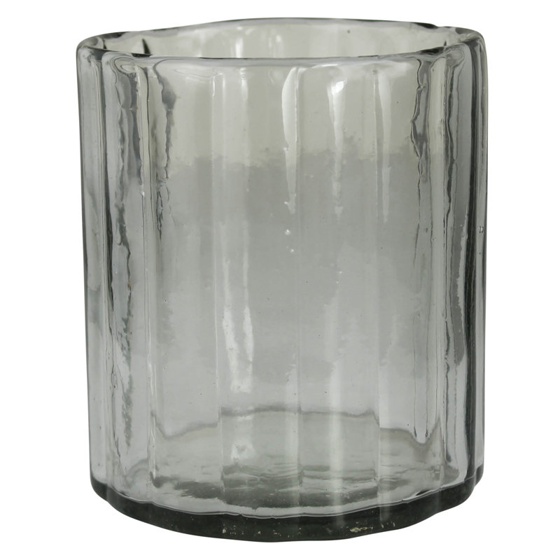 Gray Glass Table Vase, 6.5" H x 5" W x 5" D