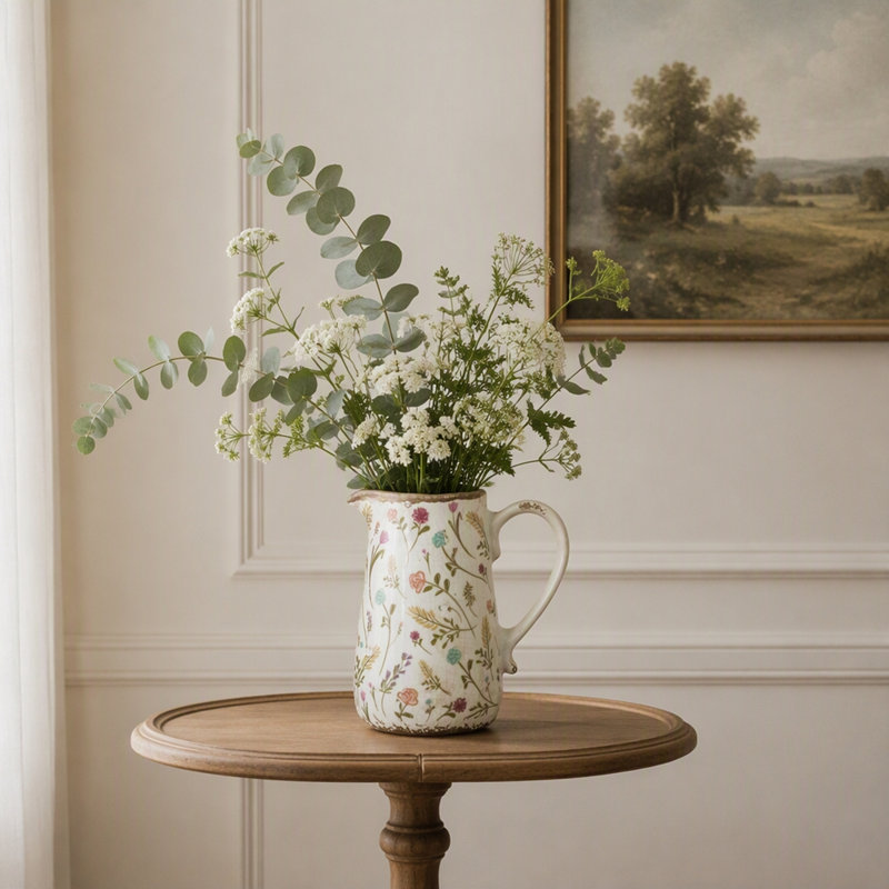 Vase rond en céramique 6,3 x 4,5 x 7,1 po avec motifs floraux multicolores