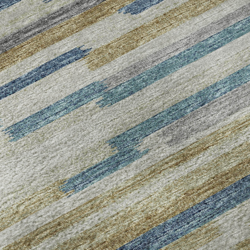 Premium Machine Washable Mayfield AMF114 Abstract Rug, 1'8" x 2'6", Blue