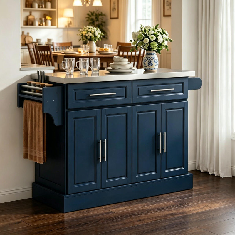 Îlot de cuisine de style nordique, armoire de rangement de cuisine, chariot de cuisine sur roulettes