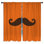Moustache noire sur rideaux de fenêtre orange, moustache diaphane et obscurcissant - 2 panneaux