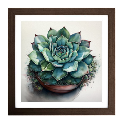 Succulent Watercolour - Single Picture Frame Print on Wood