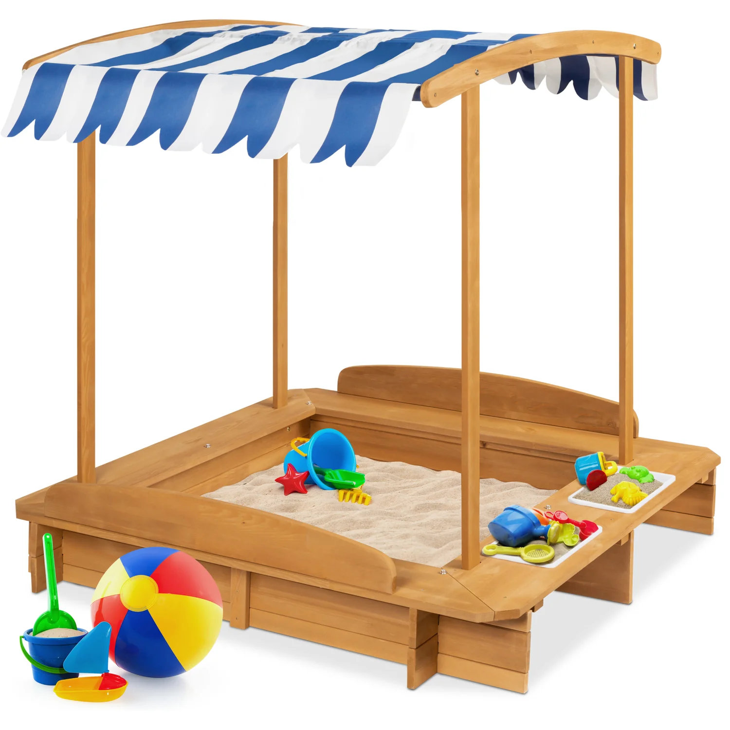 Best Choice Products 46.25" x 46.25" Solid Wood Square Sandbox with