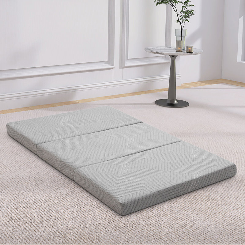 Alwyn Home Sadorus 4 inch Tri-fold memory foam mattress,Tri Folding Mattress Removable and Washable with Handles and Non-Slip Bottom for RV/Camping/Guest Room