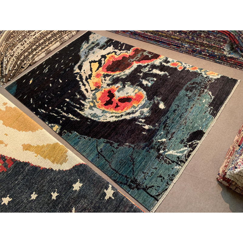 Tapis afghan de 6,5 pi x 9,8 pi en laine à poils durs de style afghane Abshar Gabbeh