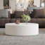 Table basse de rangement ovale cachée 33,46 po - Plateau en verre trempé certifié 3C et table basse de rangement blanche moderne en cuir de qualité supérieure pour le salon-133293667