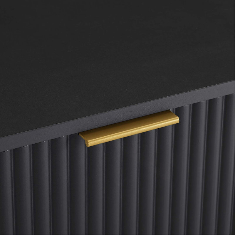 Dumbo 20" Fluted Nightstand in Black (2-Drawer), Black
