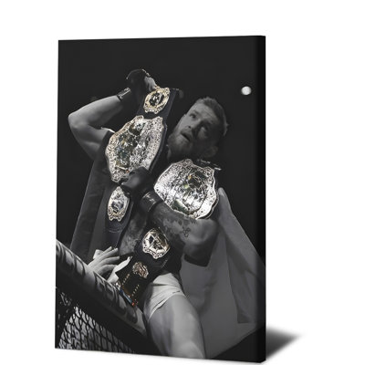 1PC Wall Arts Posters Framed,  Mixed Martial Arts Legend Championship Belt Portrait Canvas Wall Art Decor for Home Gym Office Man Cave - High Quality Print Boxing UFC Fighter Sports Decorative Painting