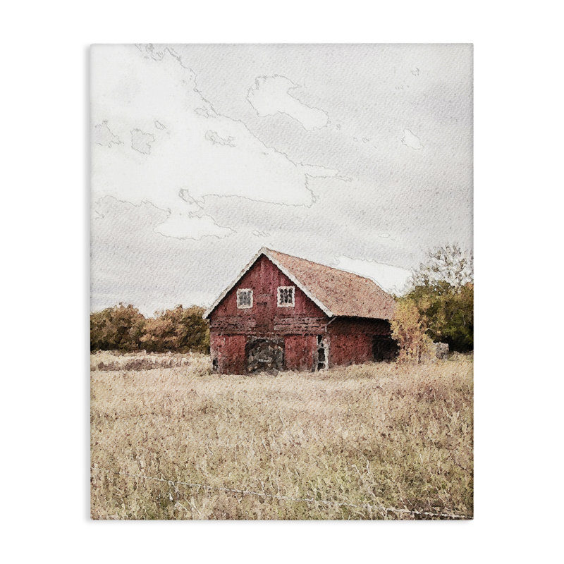 «Red Barn Country Terrain Canvas», conception par Susan Ball, H 48 po x l 36 po