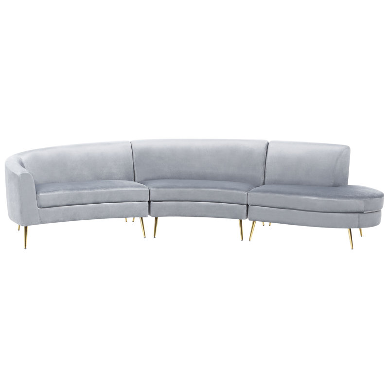 Busick 4 Seater Velvet Sofa, Light Grey