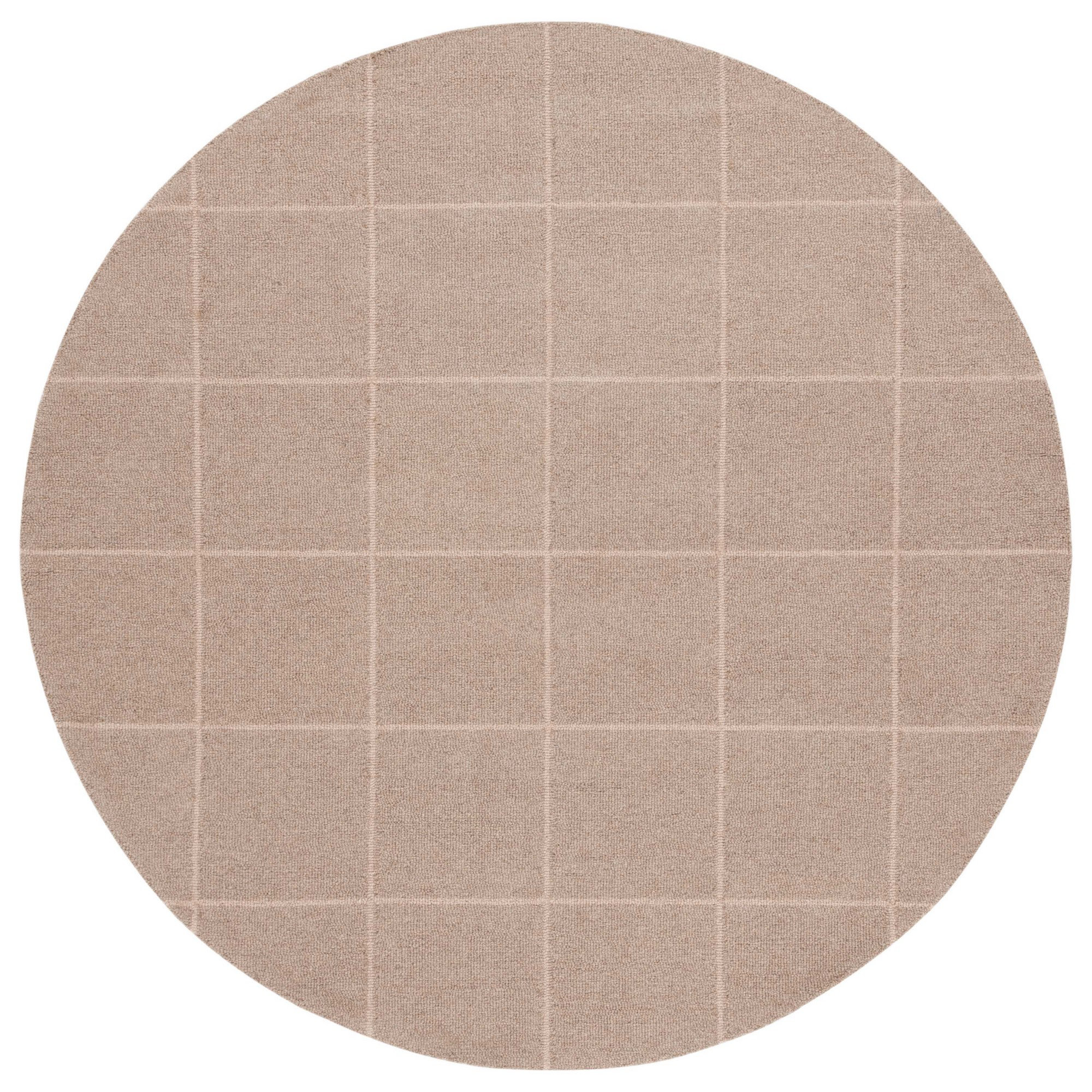  300 Hand Tufted Wool/Cotton with Latex Geometric Rug in Beige, Round 6'