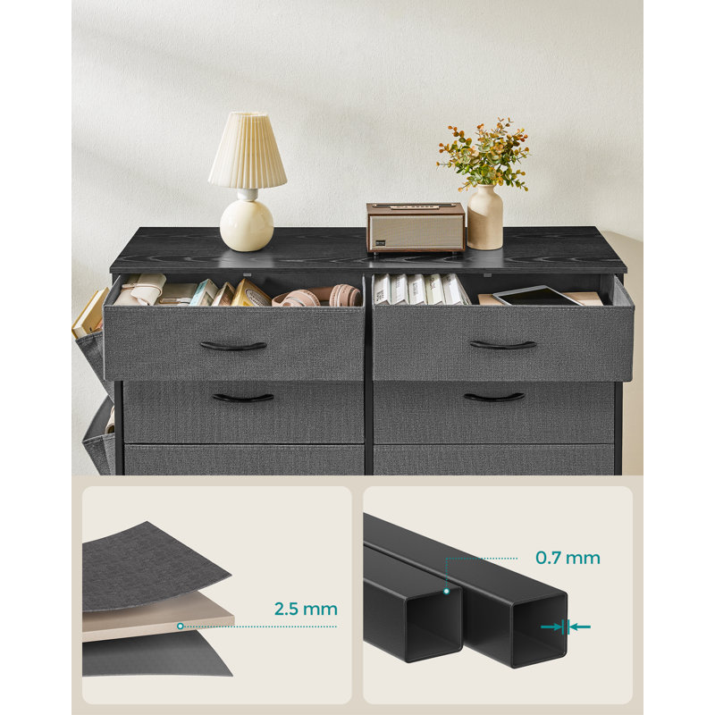 Lular 107cm W 6 - Drawer Chest of Drawers, Charcoal Grey/Slate Grey