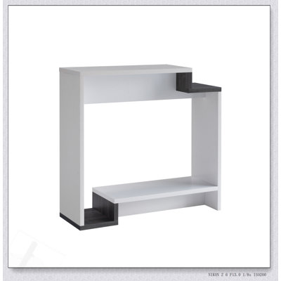 Console contemporaine avec deux tablettes ouvertes pour un rangement moderne et polyvalent, parfait pour les vestibules et les salons.