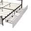 UK & EU Velvet Storage Bed Frame with Bookcase Headboard & Drawers, Smart Platform Bed with Music Sync LED Lights & USB-C Charger, Beige-1453217772