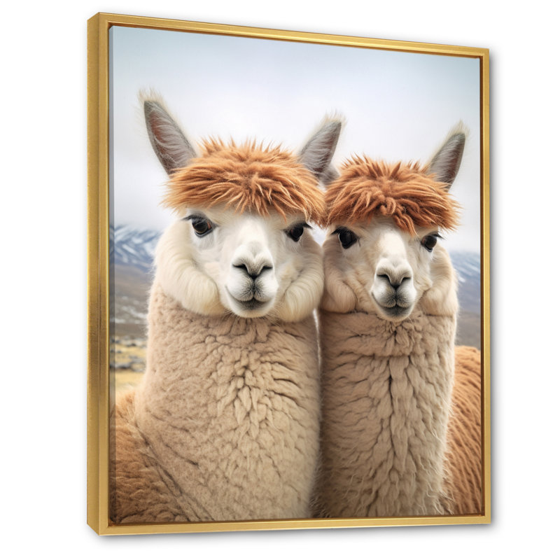 " Alcapas Curious Companions Two ", Gold Floater Framed, 44" H x 34" W x 1.5" D