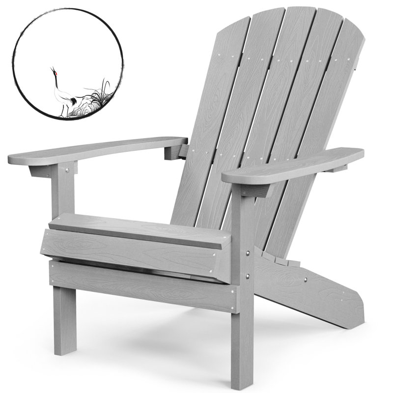 Chaise Adirondack classique en plastique avec dossier incurvé, Gris
