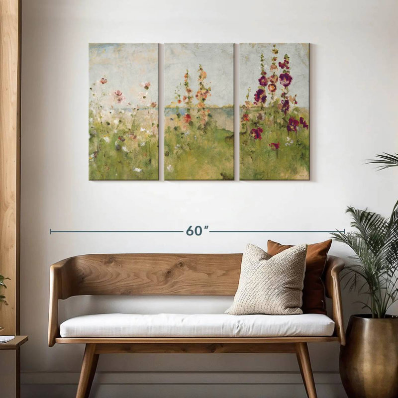 Alvord Hollyhocks By The Sea, H 28 po x l 45 po