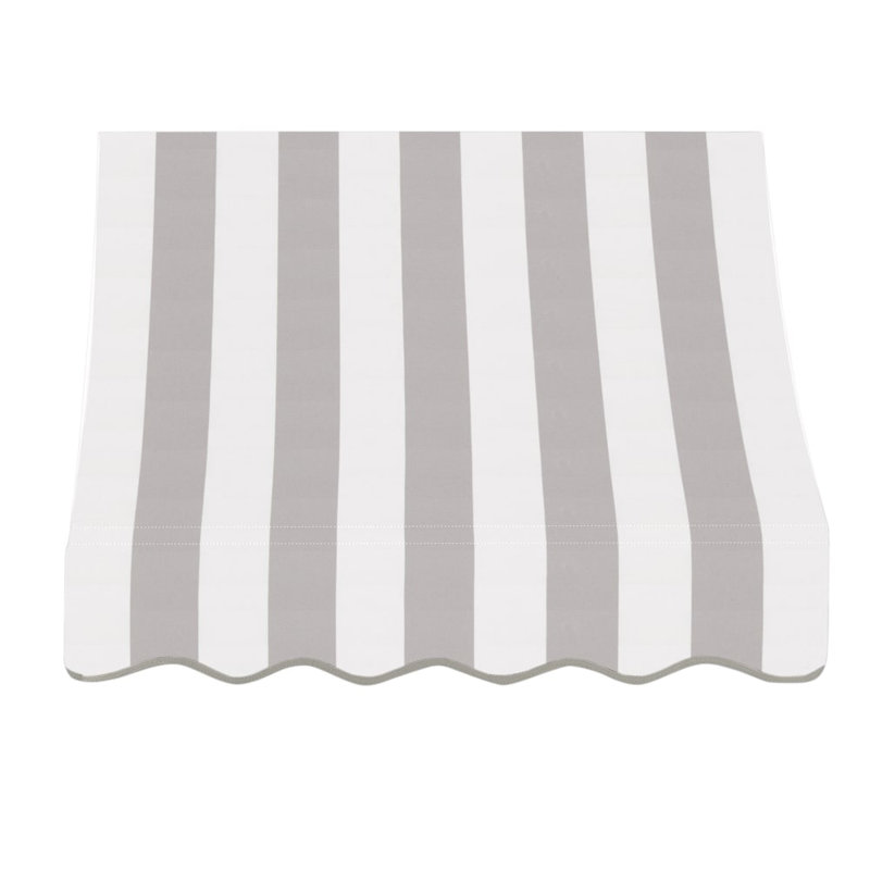 Auvent fixe en tissu acrylique Awantech Nantucket, H 31 po x l 100,5 po x P 24 po, Rayures grises et blanches