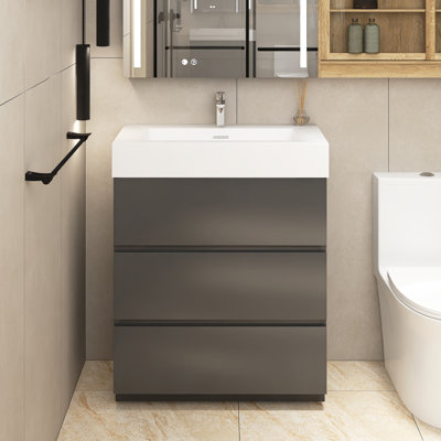 Satonia 29.9'' Single Bathroom Vanity with Solid Surface Top