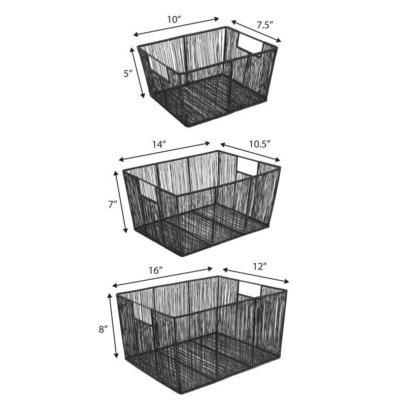 Ensemble de 6 paniers de rangement Sutton Modern Glam, Noir