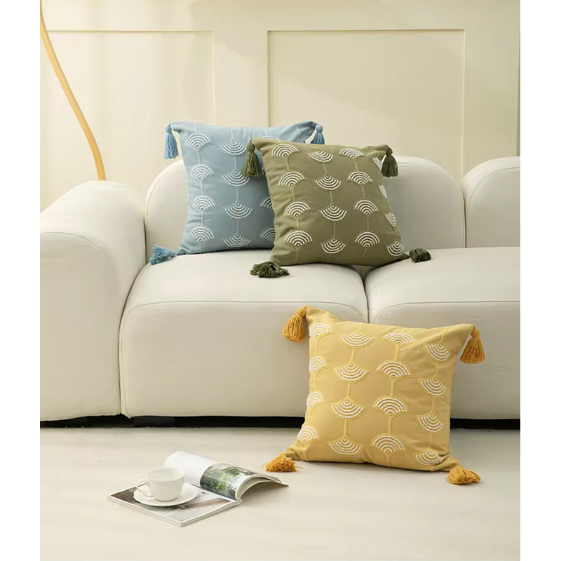  Coussin en coton Floral, Motif floral vert