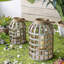 Lanterne décorative en bois et métal 22 po avec détails en bambou, porte-bougie de style cage pour le salon-279576637