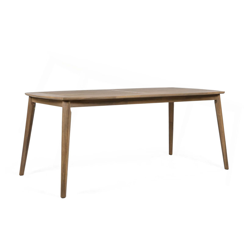 Acacia Wood Dining Table 8-Person Outdoor Table, Farmhouse Furniture For Patio, Garden, Backyard, Light Brown 180 Lbs Weight Capacity 70.75"L