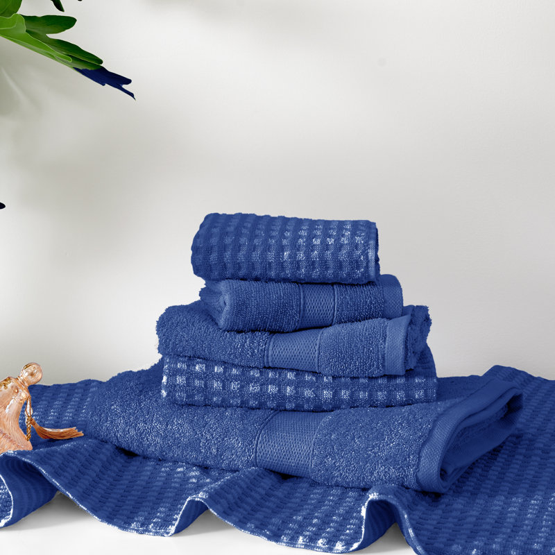 Ensemble de serviettes 6 pièces 100% coton, Bleu