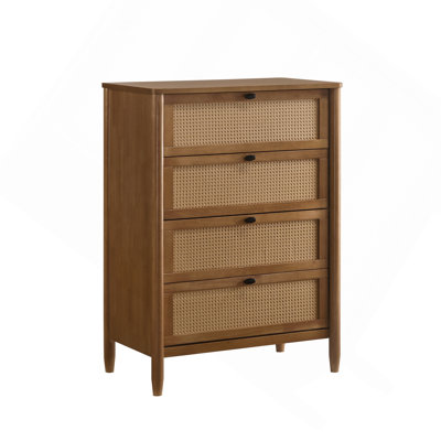 Vichy Wood And Rattan 4-Drawer Chest