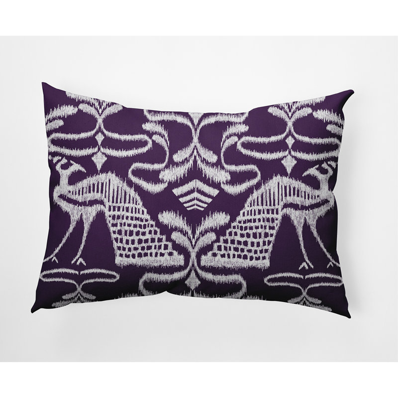 Crown Ikat Outdoor Reversible Throw Pillow, Purple