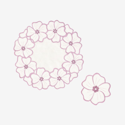 Chrsitine Linen Embroidered Round Table Runners