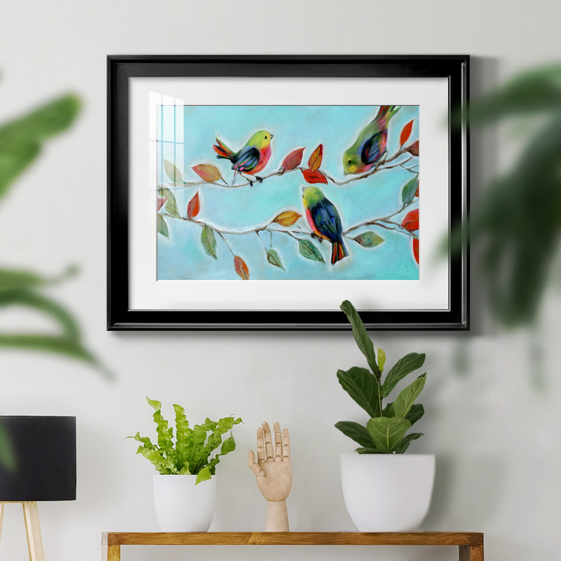 Bitty Birds II - peinture encadrée, Cadre noir, H 30,5 po x l 42,5 po x P 1,5 po