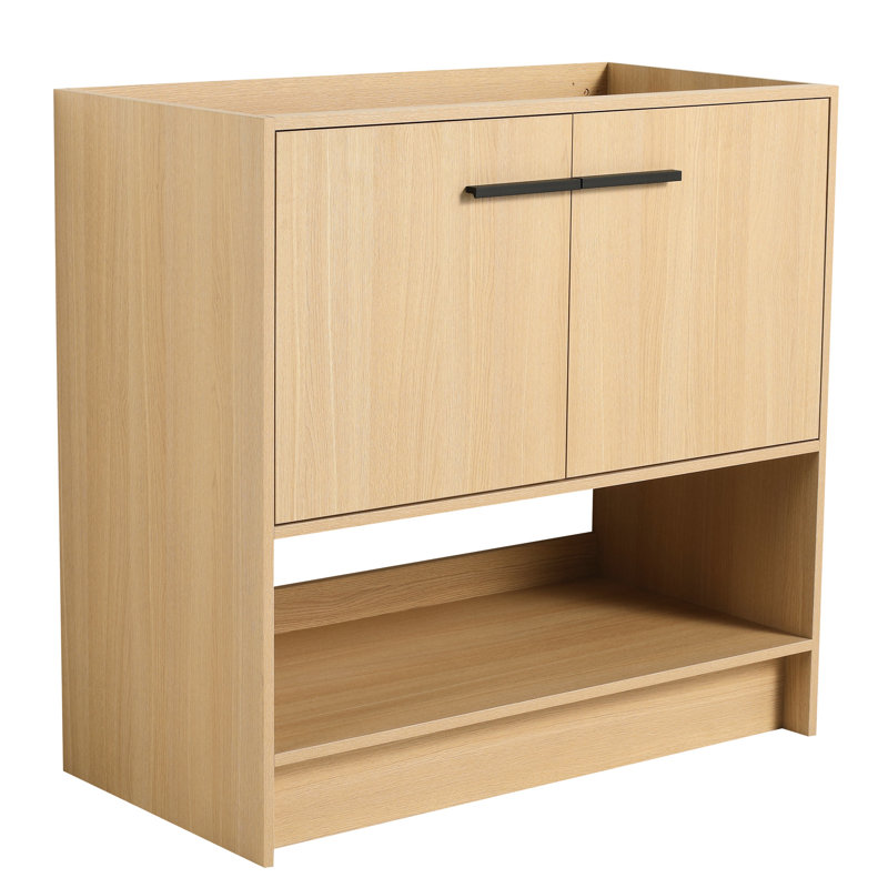 36" Freestanding Bathroom Vanity, 2-Door Plywood, Water & Humidity Resistance, Simple Assembly, American Design, Oak Sparkle Plywood 2 Doors, Easy Style,