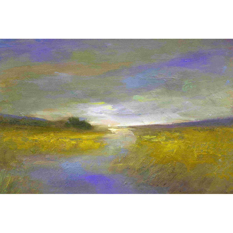 " Mustard Fields At Dusk " by Sheila Finch Painting Print, 8" H x 12" W