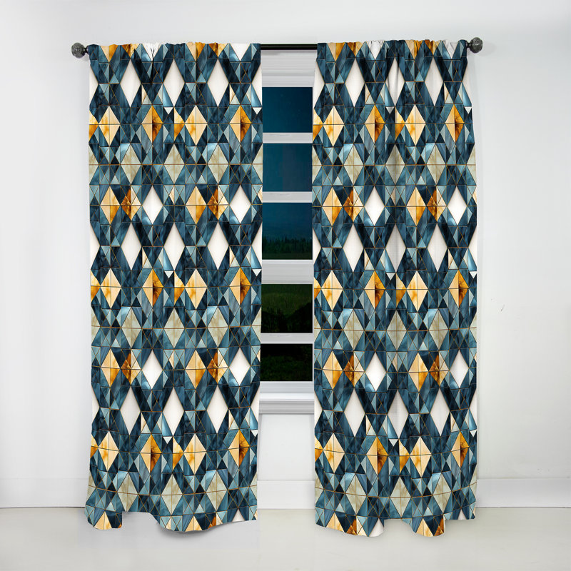 Tribal Fusion Marble Pattern VI - Rideau obscurcissant en marbre abstrait - 1 panneaux, L 52 po x L 108 po
