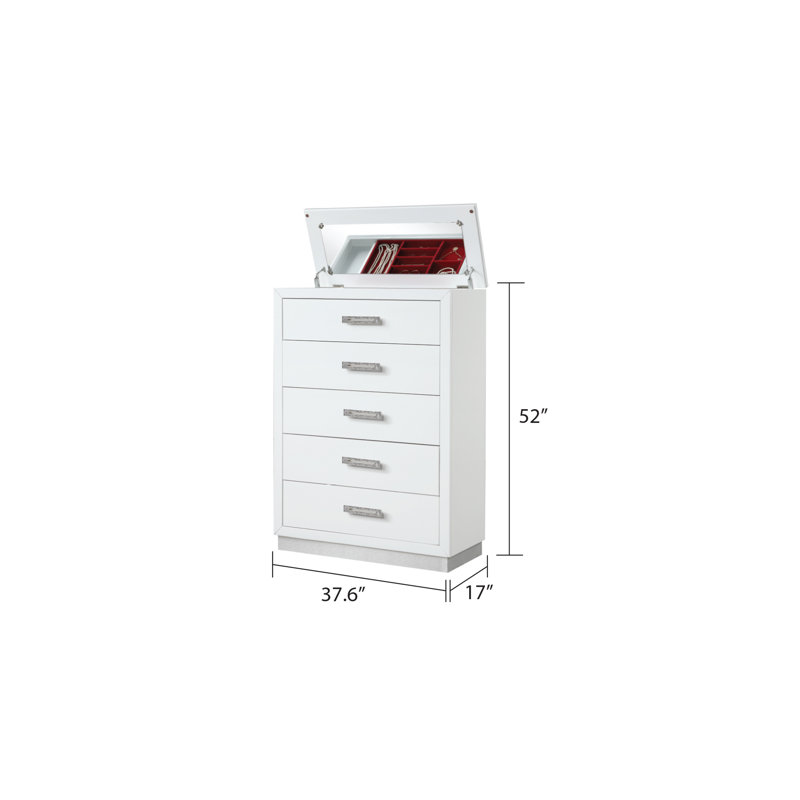Ensemble de chambre avec lit coiffeuse 5 pièces Vannida, Grand