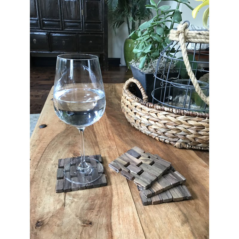 Ensemble de sous-verres recyclé teck, bois de rose