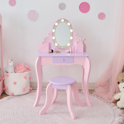 Teamson Kids Little Princess Pink Rapunzel Vanity With LED Illuminated  Mirror by Teamson Kids