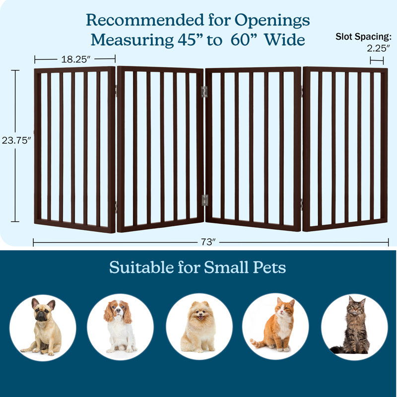 Barrière pour animaux 4 panneaux Pet Pet, Brun,  H 23,75 po x l 73 po x P 0,75 po