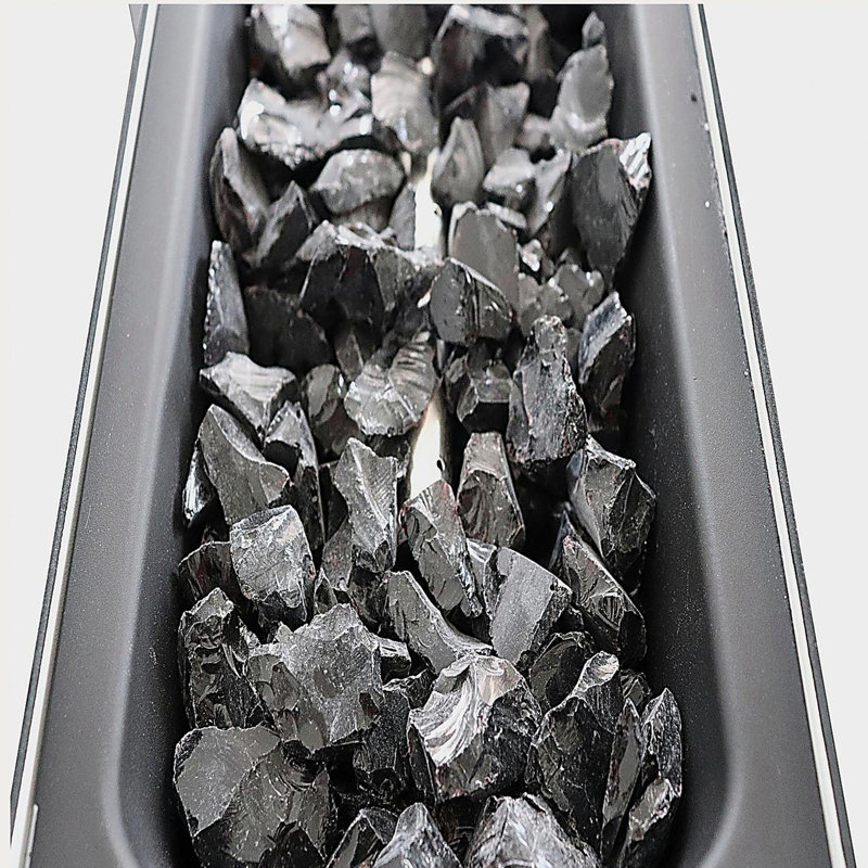 Smoked Glass Metal Rectangular Fire Pit