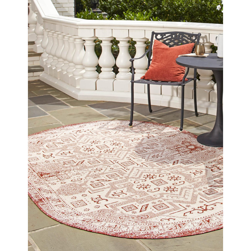 Outdoor Chand Area Rug Brick Color, Oval 3'3" x 5'3"