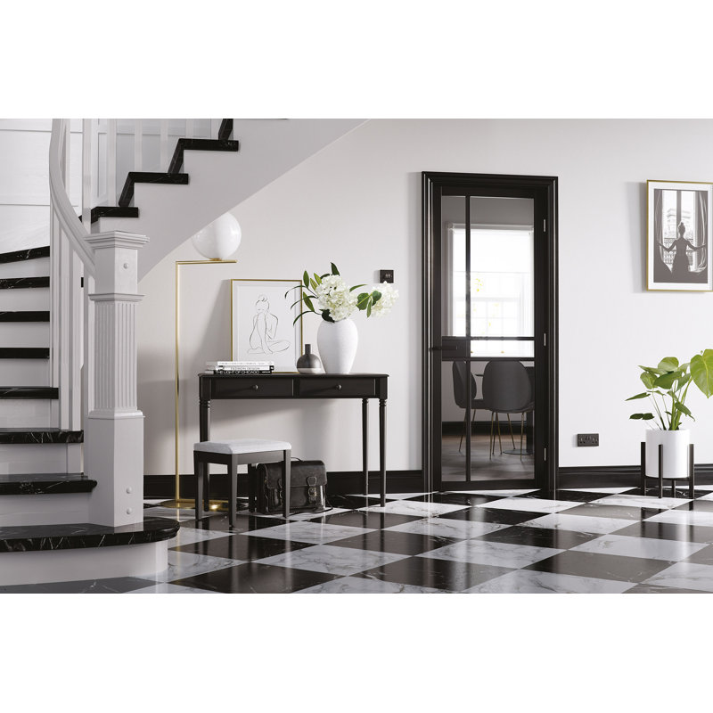 Greenwich Glazed Black Internal Door, 198.1cm H x 76.2cm W x 3.5cm D