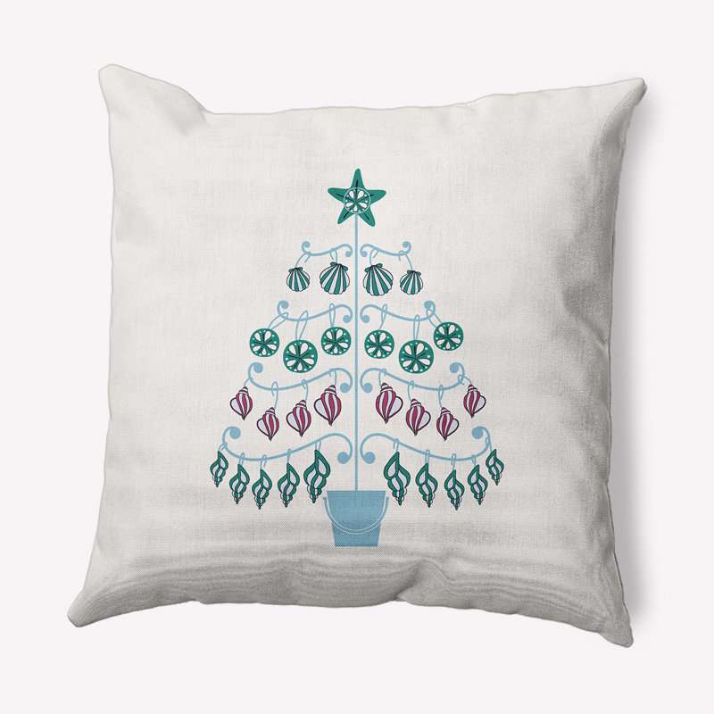 Coussin intérieur / extérieur Coastal Christmas, Glace, 16 po x 16 po