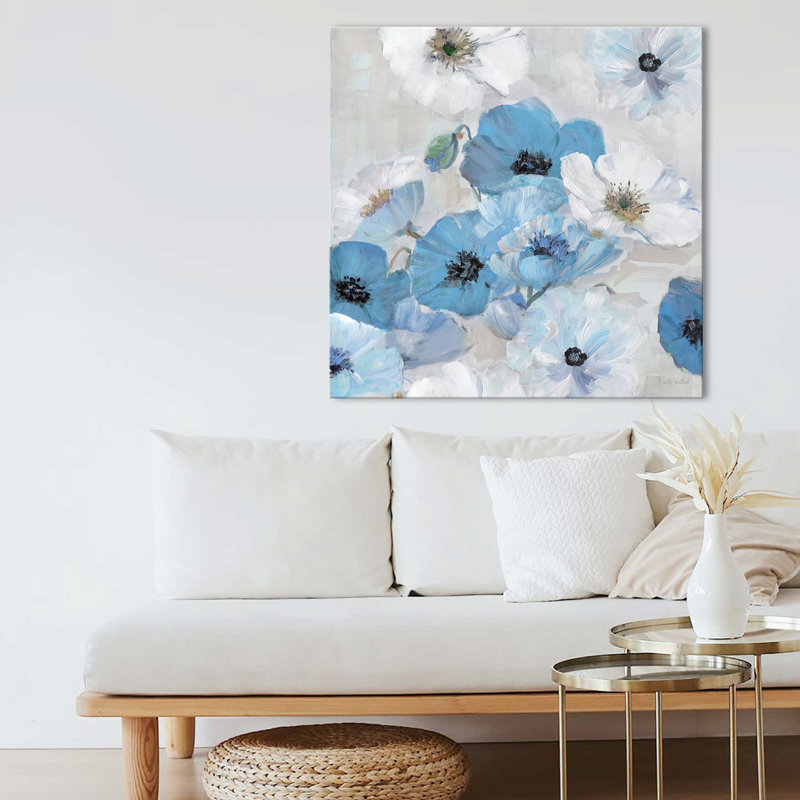 "Soft Blue Confetti Floral II" par Sally Swatland, reproduction sur toile, H 24 po x l 24 po x P 1,5 po
